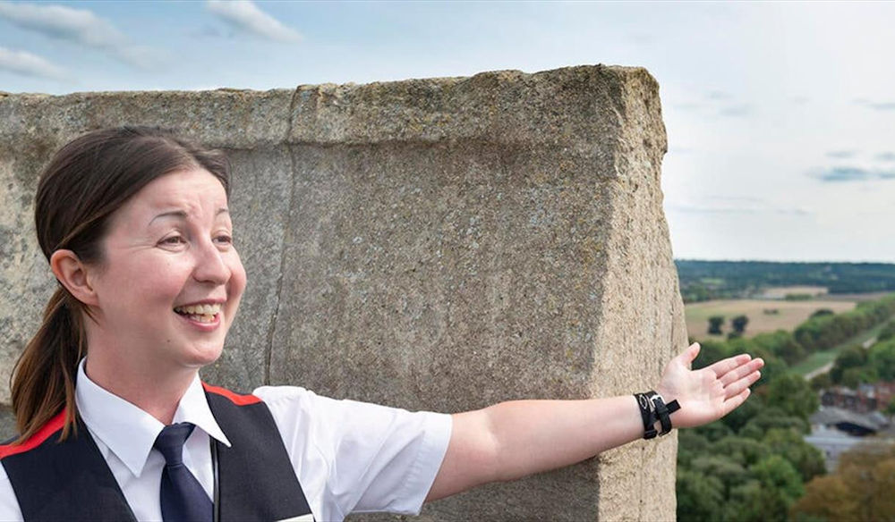 Warden showing the view from the Round Tower, Windsor Castle